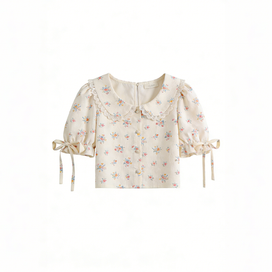 Cottagecore Ditsy Floral Cropped Blouse