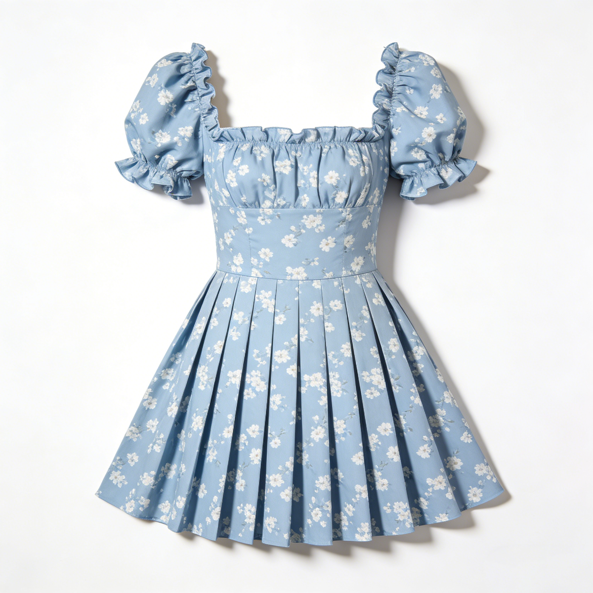 Gentle Floral Square Neck Dress