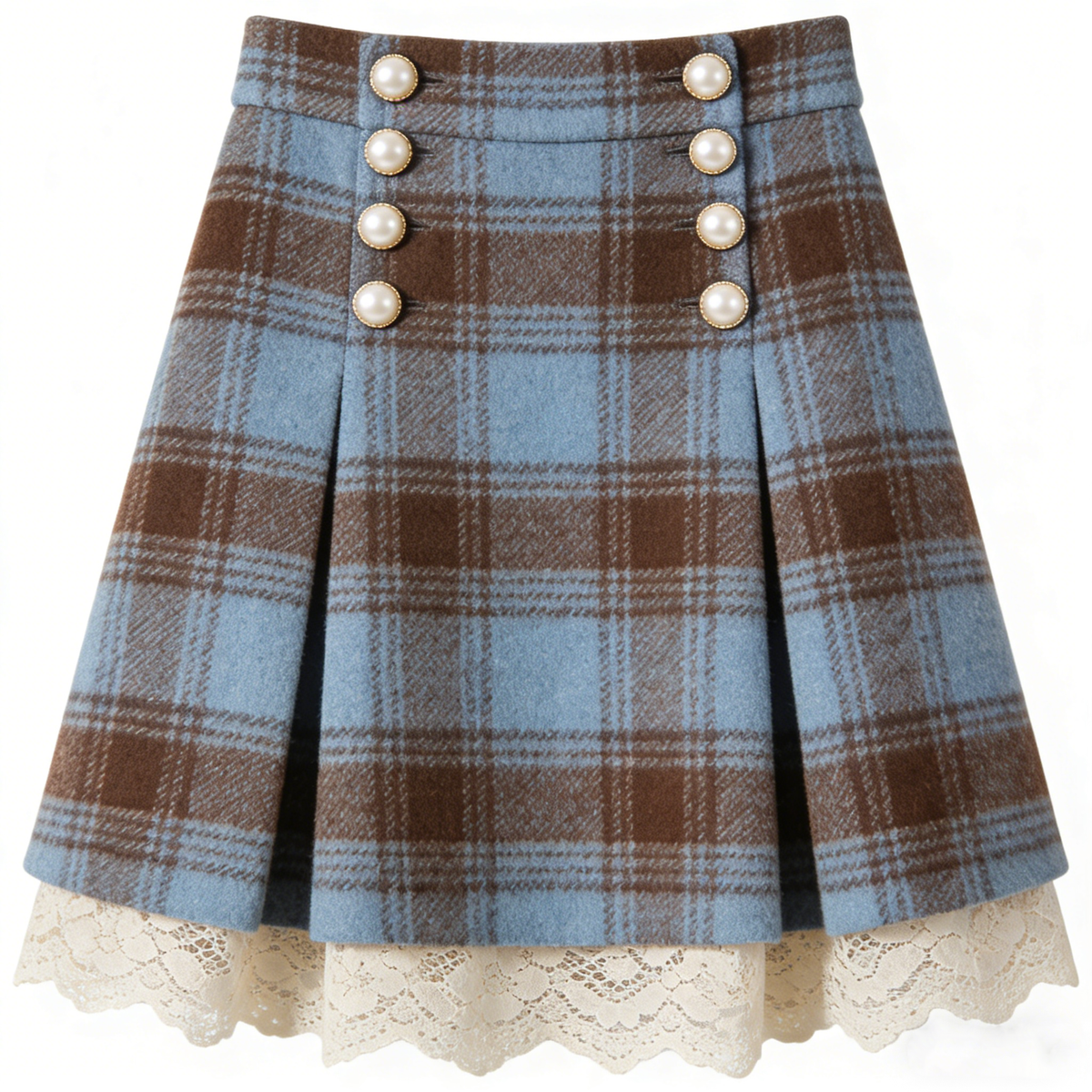 Blue Plaid Pearl Skirt