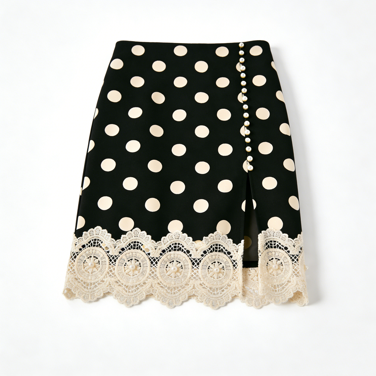 Black Polka Dot Lace Skirt