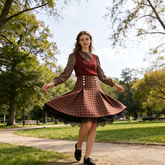 Double-breasted Pearl Button Midi Skirt